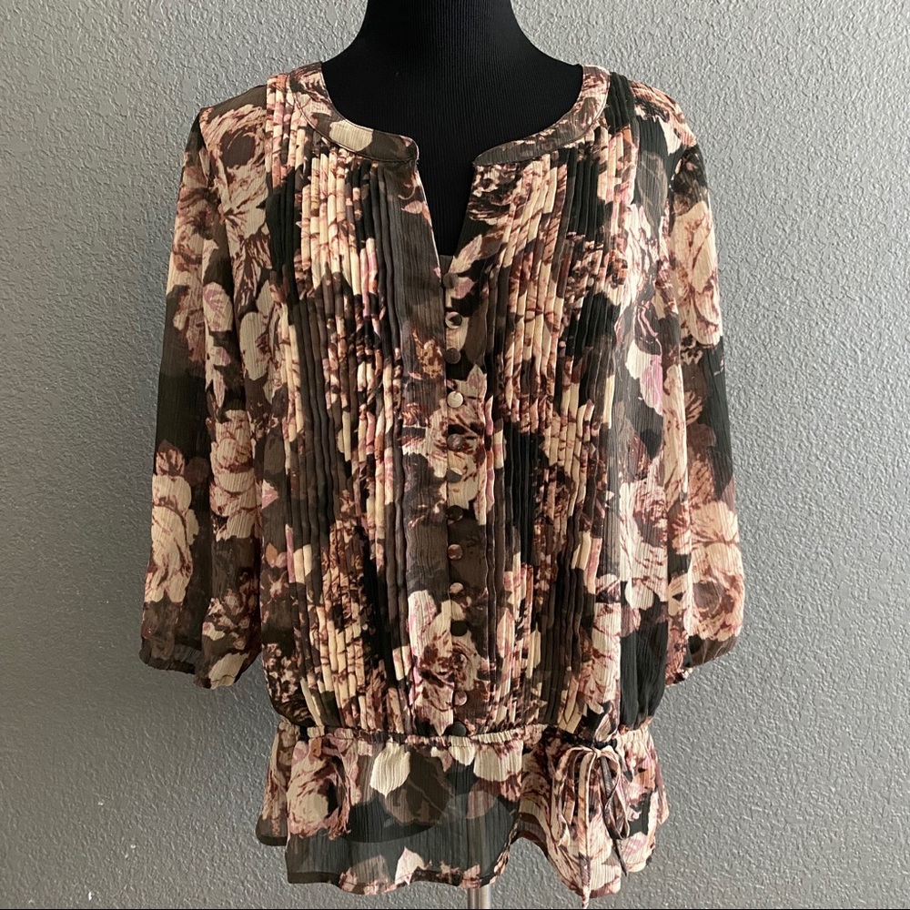Ana peplum sheer floral top